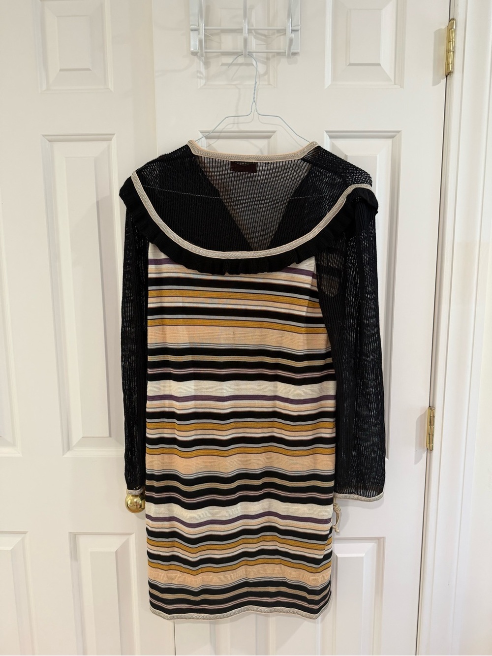 Missoni Striped Knit Sailor Collar Dress in Black/Cream - Size 46. (US 10) - Picture 4 of 6